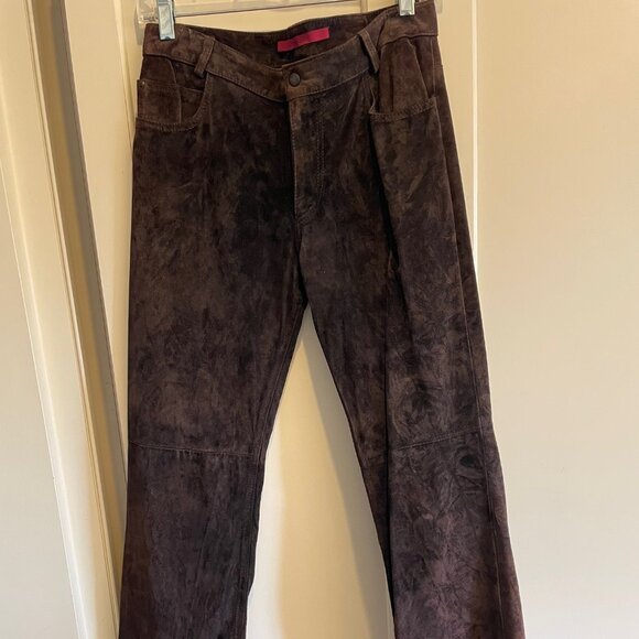 Emma Black Brown Suede Jeans, Size 6 - Picture 1 of 6